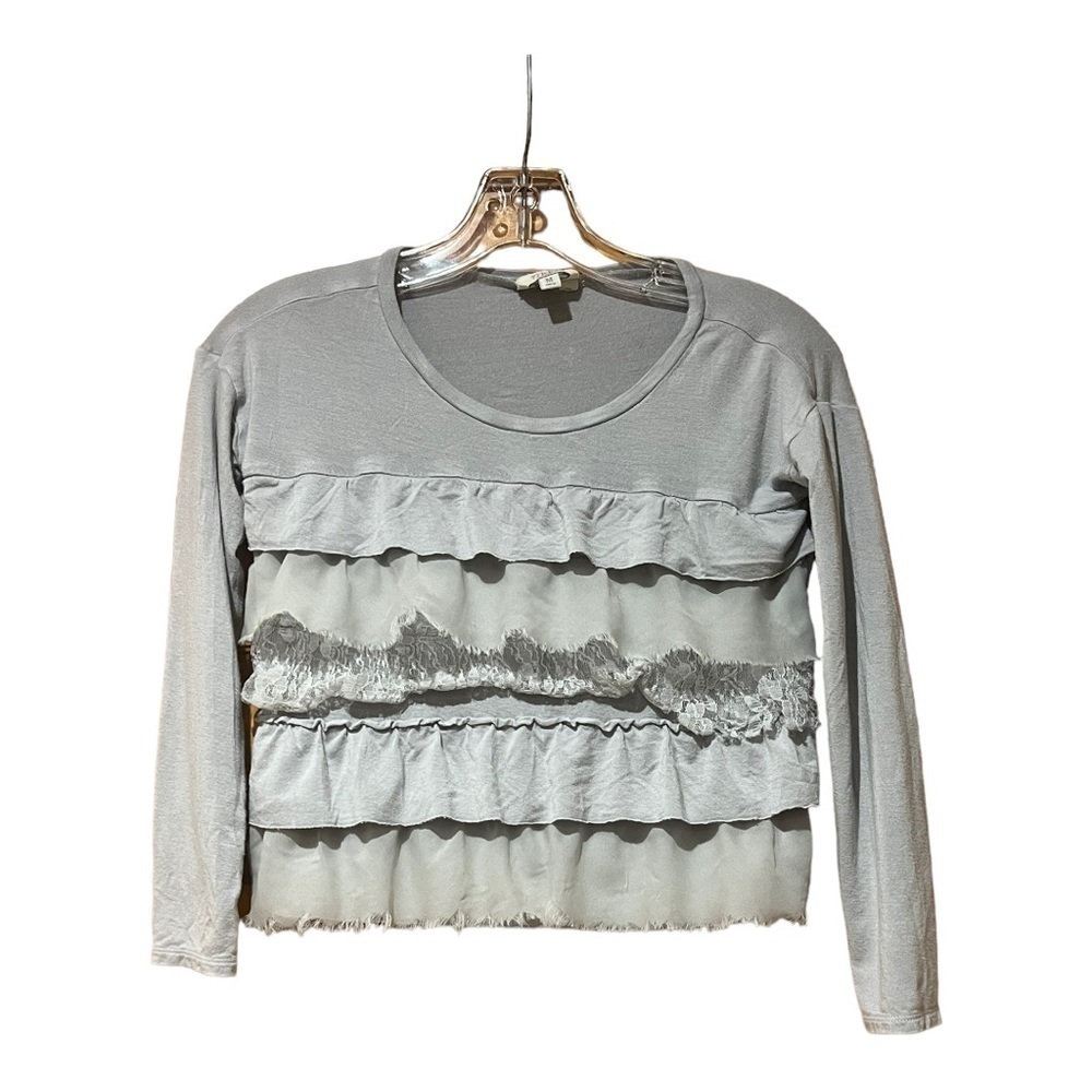 77 Kids Gray Ruffle Tee Girls Size Medium
